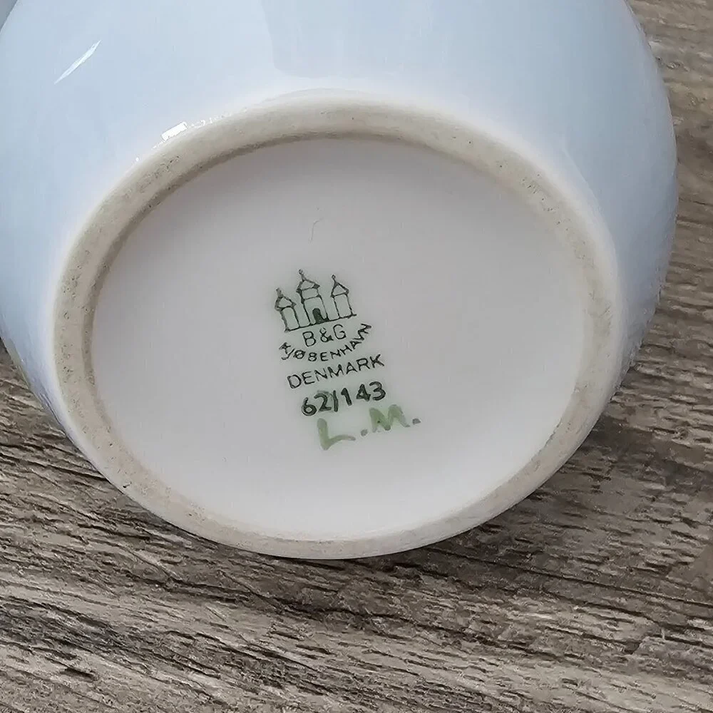 Bing & Grondahl B&G Copenhagen Vintage Porcelain Floral Vase Set of Two